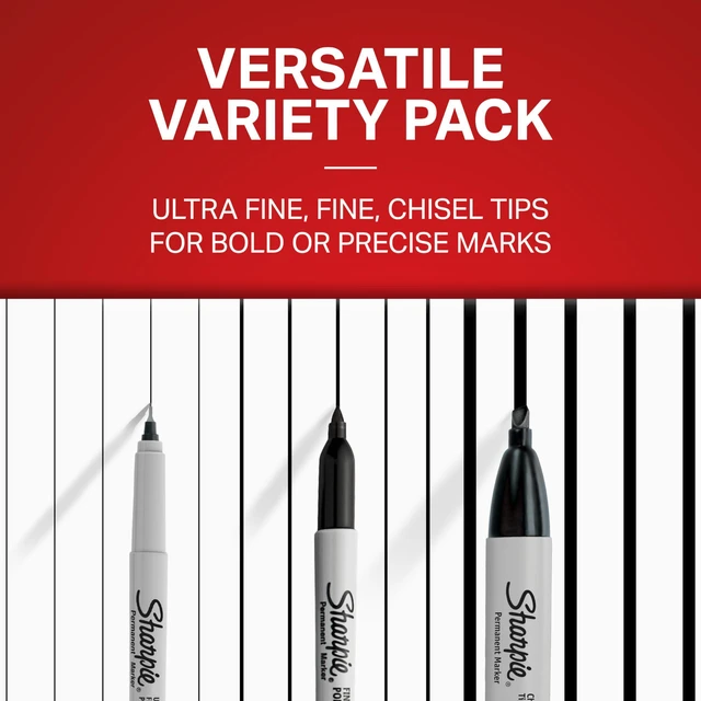 Alt view image 6 of 6 - Sharpie Permanent Markers Variety Pack, Chisel, Fine, and Ultra-Fine Tips, Black, 6 Count for Poster, Office, School Supplies