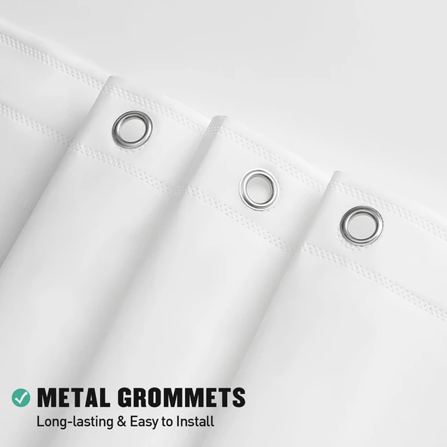 Alt view image 2 of 6 - MitoVilla White Peva Shower Curtain Liner, 72"W x 72"H, Waterproof, Simple Plastic for Modern Neutral Hotel Bathroom Decor