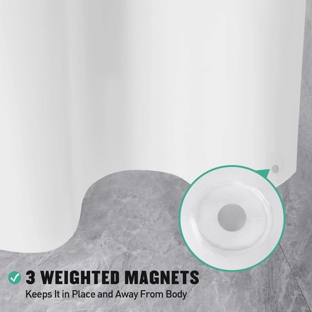 Alt view image 4 of 6 - MitoVilla White Peva Shower Curtain Liner, 72"W x 72"H, Waterproof, Simple Plastic for Modern Neutral Hotel Bathroom Decor