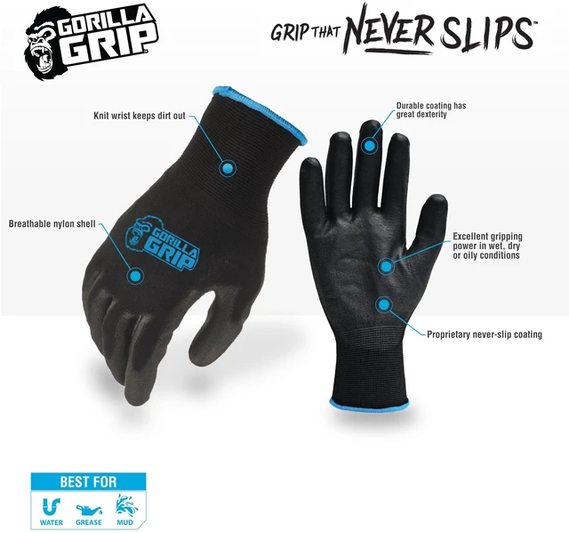 Alt view image 6 of 7 - Large Nylon Gorilla Grip Never-Slip Maximum-Grip All-Purpose Gloves
