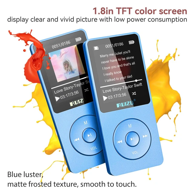 Alt view image 4 of 7 - RUIZU 64GB MP3 Player with Bluetooth 5.3 Auto-Reconnect, 80-Hour Playback