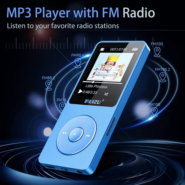 Alt view image 7 of 7 - RUIZU 64GB MP3 Player with Bluetooth 5.3 Auto-Reconnect, 80-Hour Playback