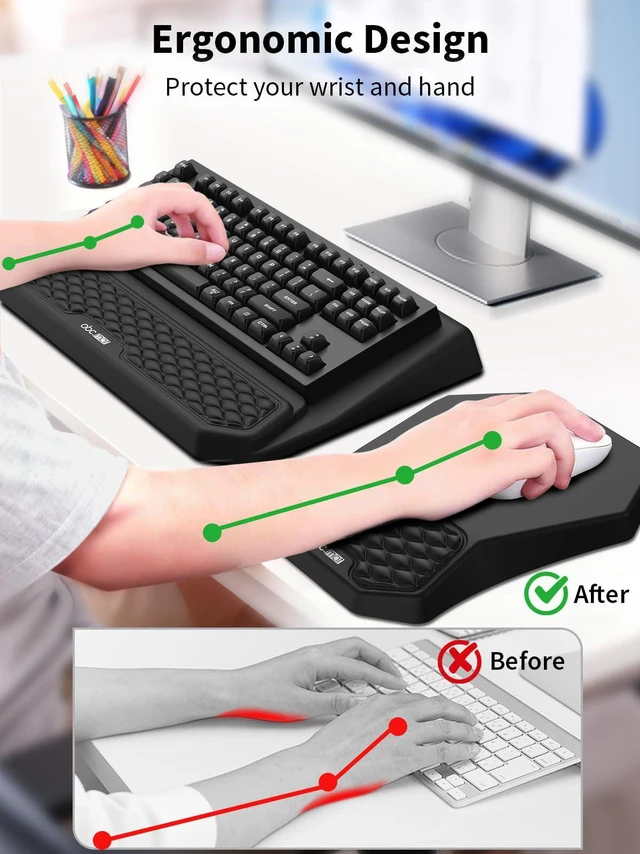 Alt view image 2 of 6 - 3-in-1 Ergonomic Keyboard Stand with Wrist Rest & Mouse Pad Set, Black