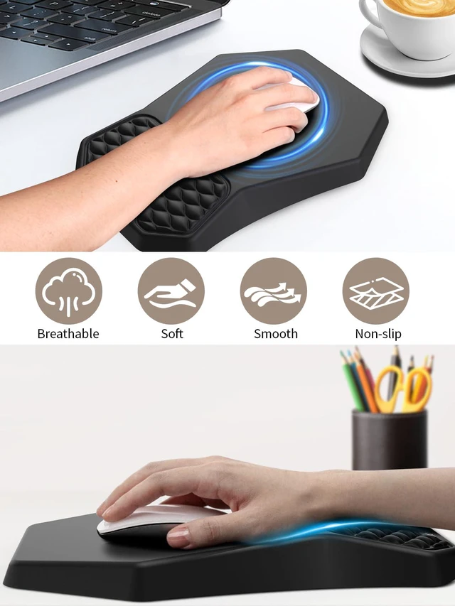 Alt view image 5 of 6 - 3-in-1 Ergonomic Keyboard Stand with Wrist Rest & Mouse Pad Set, Black