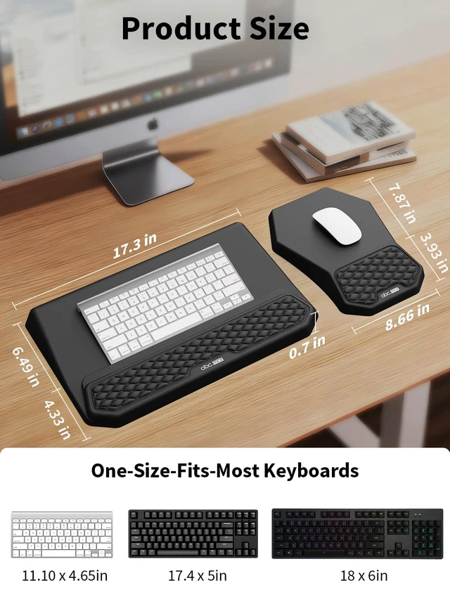 Alt view image 3 of 6 - 3-in-1 Ergonomic Keyboard Stand with Wrist Rest & Mouse Pad Set, Black