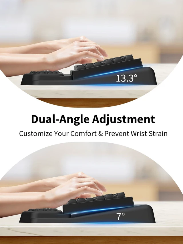 Alt view image 6 of 6 - 3-in-1 Ergonomic Keyboard Stand with Wrist Rest & Mouse Pad Set, Black