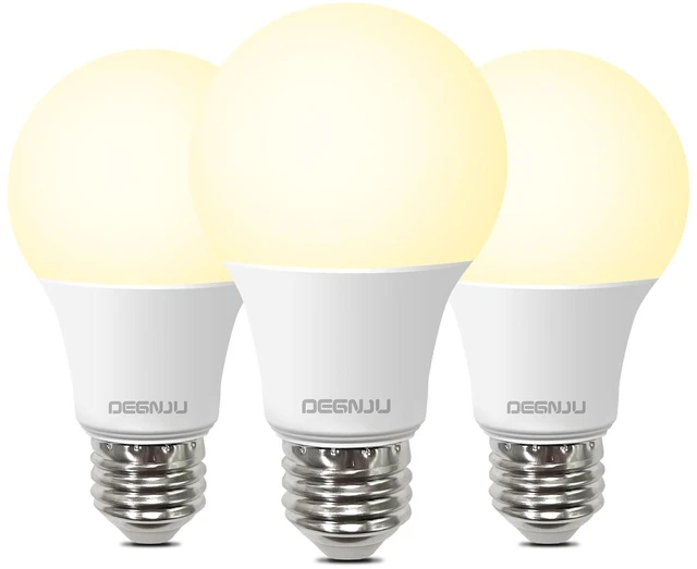 Main image of DEGNJU A19 LED Light Bulbs, 60W Equivalent, Soft White 2700K, 800 Lumens, E26 Base, Non-Dimmable, 8W, Warm White, 3 Pack for Bedroom Living Room