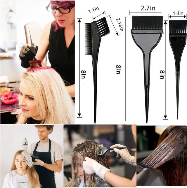 Alt view image 4 of 4 - 20Pcs Hair Dye Brush and Bowl Set with Ear Cover, Gloves, Tint Comb - Hair Coloring Kit for DIY Salon