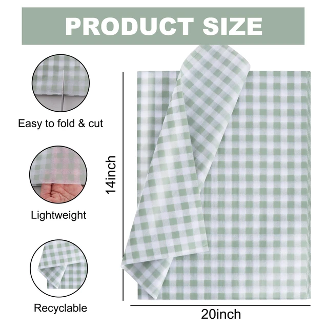 Alt view image 4 of 6 - BEISHIDA Gingham Tissue Paper, Sage Green and White Checkered, 14 x 20 Inch, 50 Sheets for Gift Bags, Wedding, Birthday, Easter, DIY Crafts, Decor, Holiday, Flowers