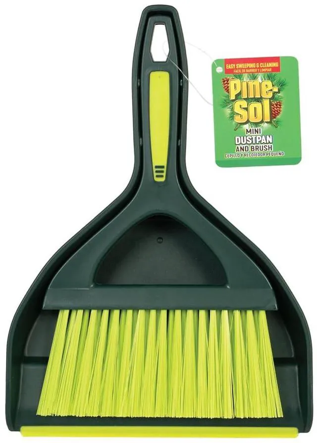 Main image of Pine-Sol Mini Dustpan and Brush Set, Nesting Snap-On Design, Portable Compact Dust Pan and Hand Broom, Green
