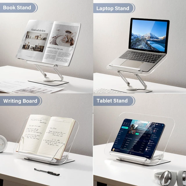 Alt view image 3 of 6 - BYMECOST Acrylic Adjustable Book Stand, White