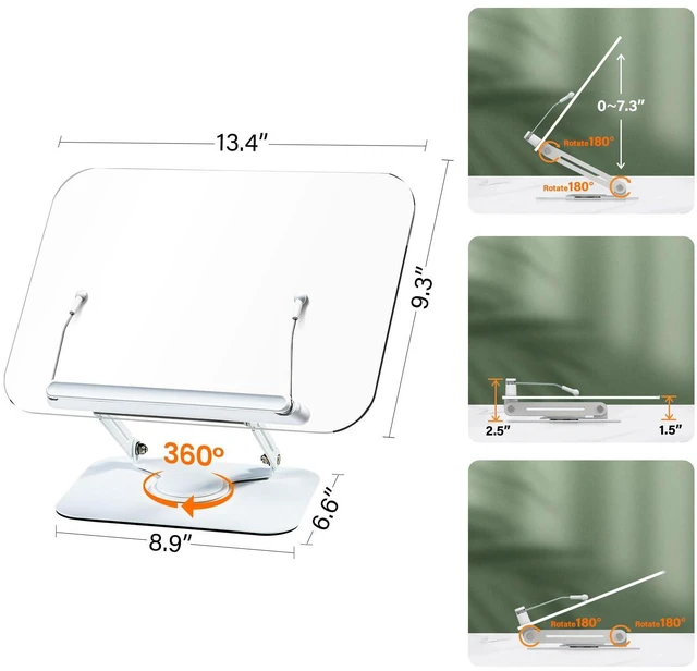 Alt view image 6 of 6 - BYMECOST Acrylic Adjustable Book Stand, White