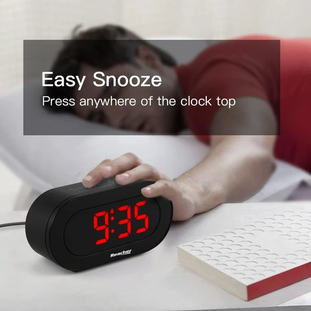 Alt view image 2 of 6 - REACHER LED Digital Alarm Clock, Small Dimmable, with USB Charger