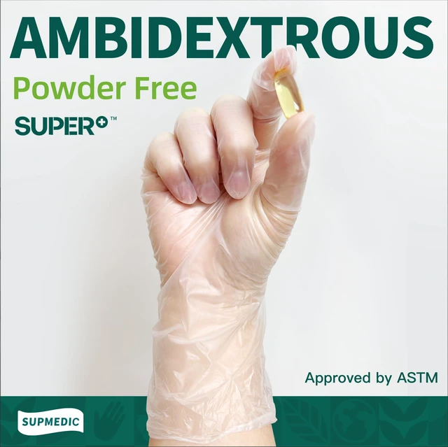 Alt view image 4 of 7 - Supmedic Vinyl Medical Exam Gloves, Latex-Free, Powder-Free, Disposable, Clear