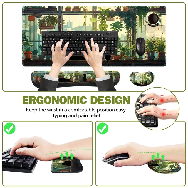 Alt view image 5 of 7 - ToLuLu Extended Gaming Mouse Pad with Memory Foam Keyboard and Mouse Wrist Rest Set