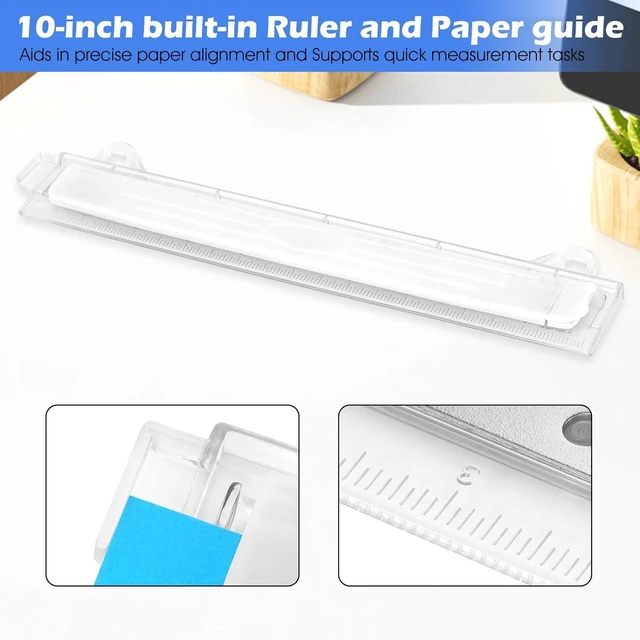 Alt view image 5 of 6 - Portable 3-Hole Punch for 3 Ring Binder, Upgraded Removable Scrap Container, Durable with 10-Inch Ruler, 5-Sheet Capacity, for School, Office
