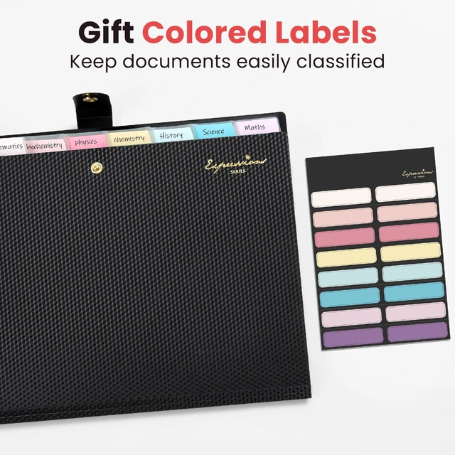 Alt view image 5 of 7 - Sooez 8 Pocket Accordion File Organizer, Expanding File Folder with Labels