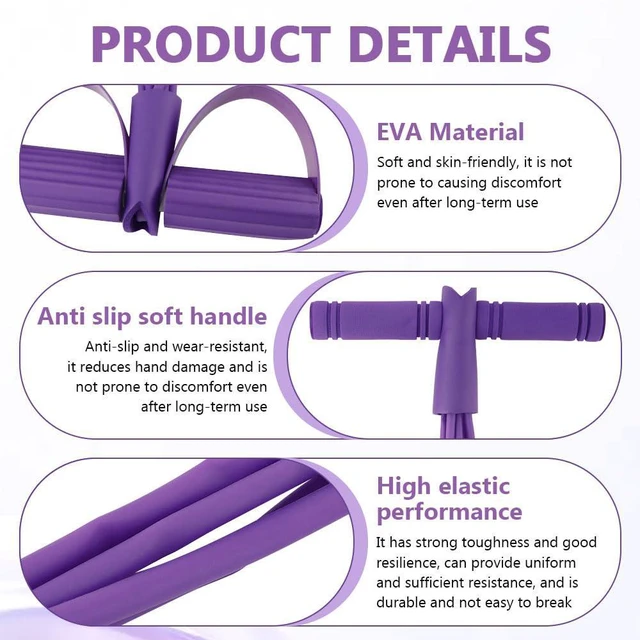 Alt view image 3 of 7 - 6-Tube Resistance Bands with Pedal Ankle Puller, Handle & Tensile Rope for Exercise, Sit Up, Home Gym, Women Men