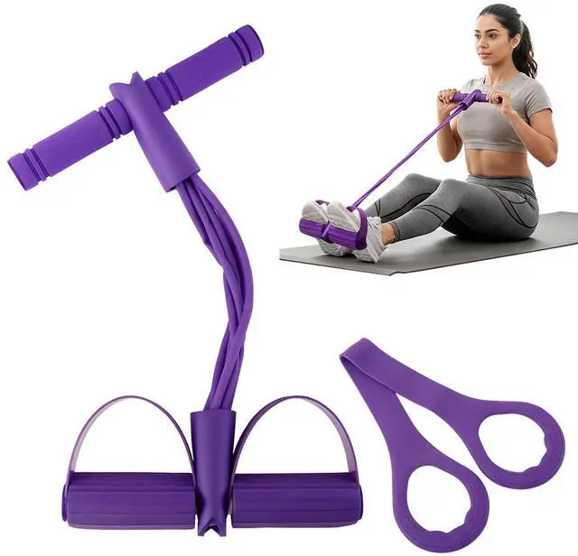 Alt view image 4 of 7 - 6-Tube Resistance Bands with Pedal Ankle Puller, Handle & Tensile Rope for Exercise, Sit Up, Home Gym, Women Men