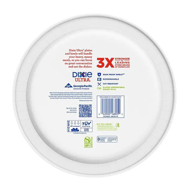 Alt view image 3 of 6 - Dixie Ultra Limited Edition Paper Plates, 10-Inch Dinner Size, 20 Count