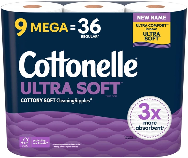 Main image of Cottonelle Ultra Soft Toilet Paper 9 Mega Rolls (36 Regular Rolls)