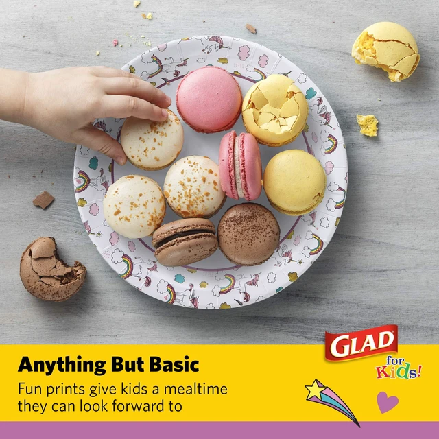 Alt view image 6 of 6 - Glad for Kids Disposable Paper Plates, Unicorns, 8.5in, 20 Count