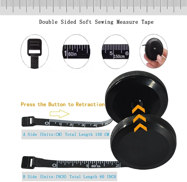 Alt view image 5 of 6 - 2Pack 60Inch Soft Measuring Tape for Body Fabric Sewing Tailor
