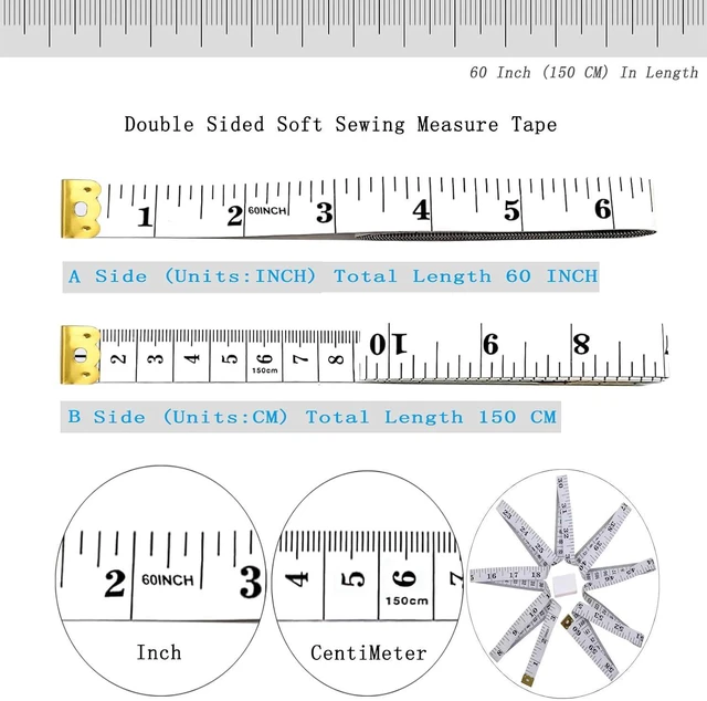 Alt view image 3 of 6 - 2Pack 60Inch Soft Measuring Tape for Body Fabric Sewing Tailor