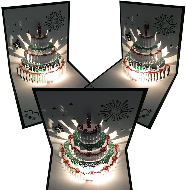 Alt view image 5 of 5 - 3D Pop Up Birthday Cards with Warming LED Light and Cake Music, Laser Cut Greeting Card, 1 Pack for Mom Wife Sister Boy Girl Friends