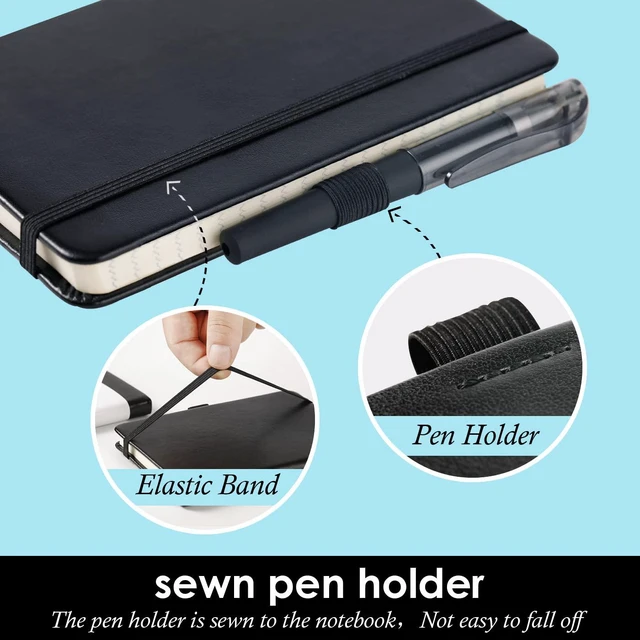 Alt view image 5 of 6 - Pocket Journal A6 3.7x5.7 Inches, 3 Pack, Black Leather Cover