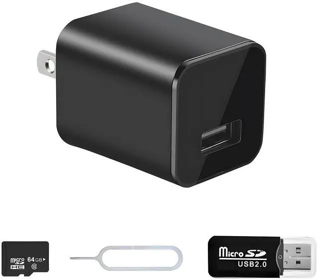 Main image of NJINALW USB Charger Hidden Camera, 1080P with Motion Detection, 64GB Micro SD Card Included, No WiFi, for Home Window Indoor Security