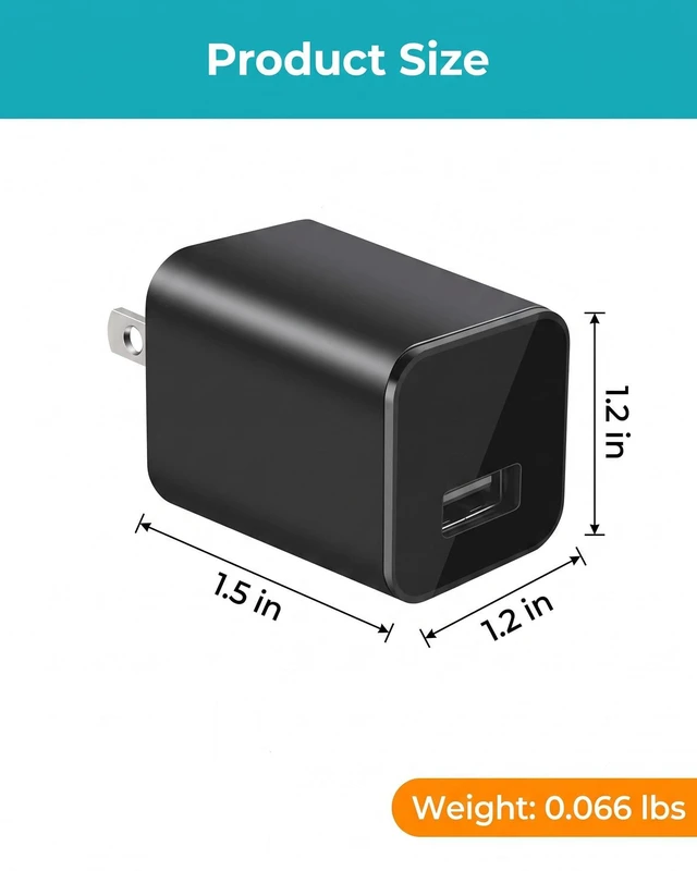Alt view image 2 of 5 - NJINALW USB Charger Hidden Camera, 1080P with Motion Detection, 64GB Micro SD Card Included, No WiFi, for Home Window Indoor Security