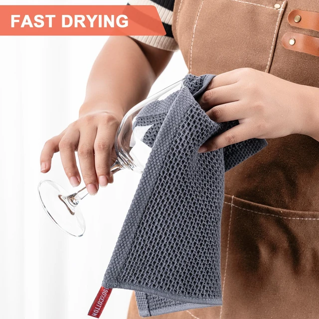 Alt view image 6 of 7 - 6-Pack 100% Cotton Kitchen Dish Cloths, 12x12 Inches, Dark Grey