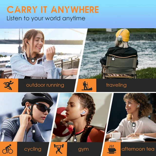 Alt view image 4 of 7 - 64GB Clip MP3 Player with Bluetooth 5.3, 15Hrs Battery, Earphones Included, 1000+ Songs Storage, No Phone Needed, Portable for Kids, Sports, Reading, Learning, Meetings