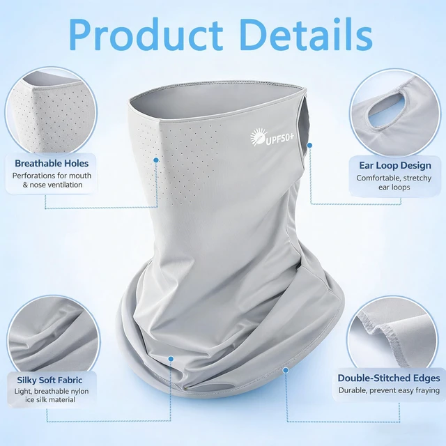 Alt view image 5 of 6 - UV Sun Protection Face Mask for Women and Men, Breathable Cooling Summer Outdoor