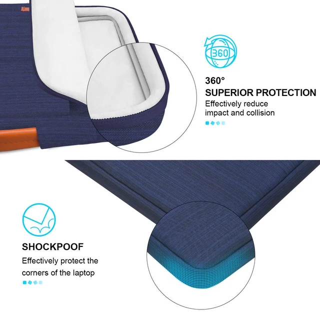 Alt view image 6 of 6 - Lacdo 360 Protective 15-15.6 Inch Laptop Sleeve Case for Acer Aspire 15, HP Pavilion 15, Dell Inspiron 15, Lenovo IdeaPad 15, ASUS ZenBook 15, Blue