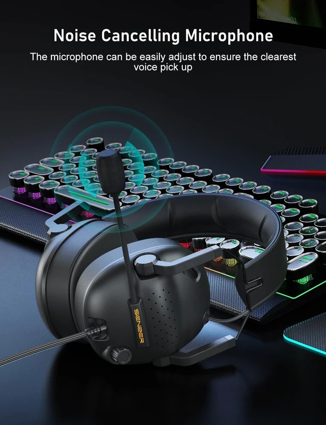 Alt view image 4 of 6 - SENZER SG500 Gaming Headset with Noise Cancelling Microphone, Black