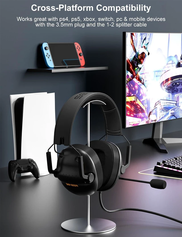 Alt view image 3 of 6 - SENZER SG500 Gaming Headset with Noise Cancelling Microphone, Black
