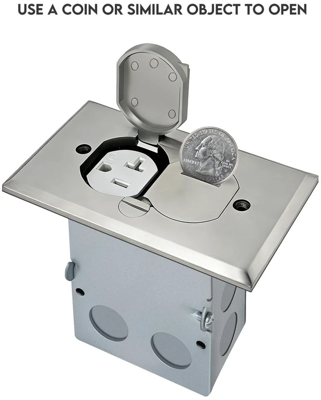 Alt view image 2 of 6 - Recessed Floor Outlet Box, 1-Gang, Nickel