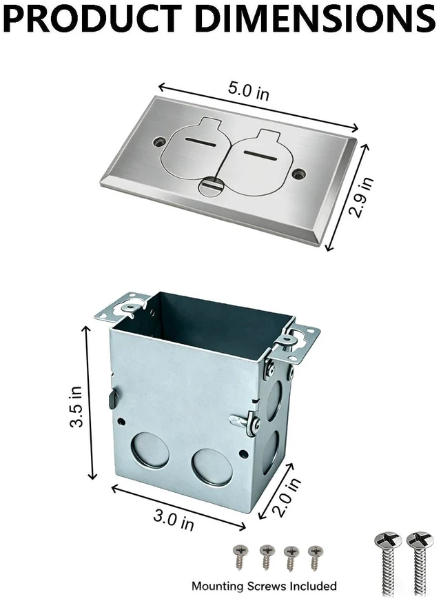 Alt view image 4 of 6 - Recessed Floor Outlet Box, 1-Gang, Nickel