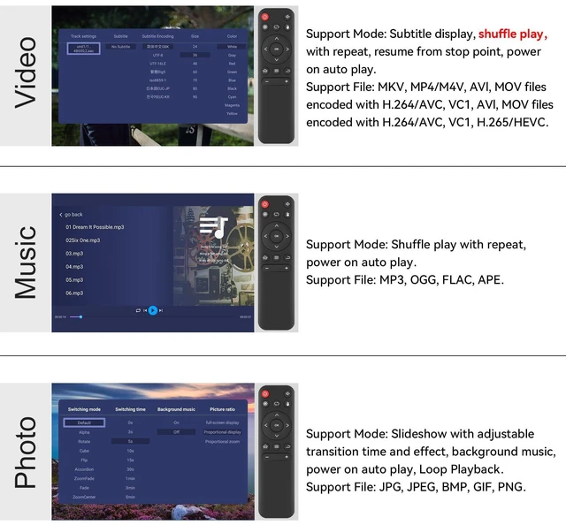 Alt view image 4 of 7 - 4K@30Hz Dual HDMI Media Player with AV/VGA Output