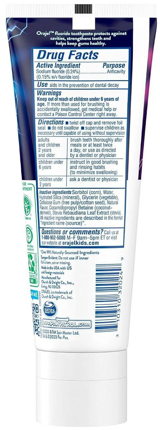 Alt view image 5 of 5 - Orajel Kids Paw Patrol Anti-Cavity Fluoride Toothpaste, Fruity Bubble Flavor, 4.2oz (2-Pack)