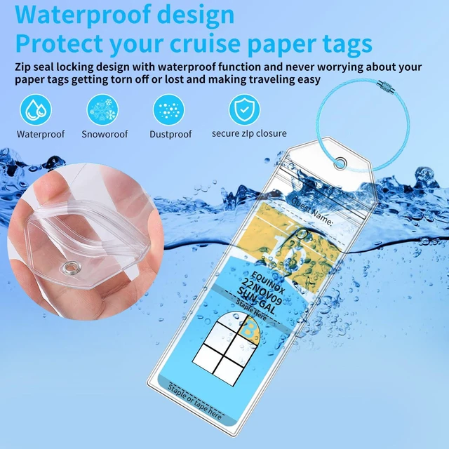 Alt view image 4 of 5 - Royal Caribbean Luggage Tag Holders, 10 Pack Clear Zip Seal with Steel Loops and 10 Colors Ring