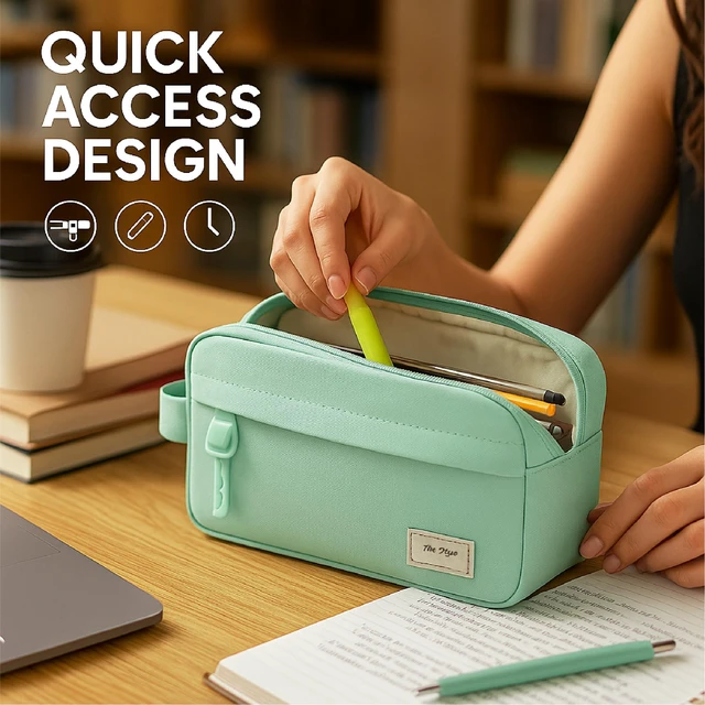 Alt view image 3 of 6 - Mr. Pen High Capacity Pencil Case with 3 Compartments and 2 Pockets, Smooth Zipper, School Supplies for Teens