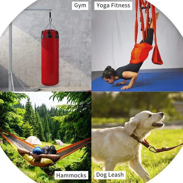 Alt view image 4 of 7 - 3" Iron Heavy Duty D-Shaped Spring Hook Carabiners, 855lbs-11KN/2475lbs, for Hammocks Hiking Camping Dog Leash Harness Outdoor Gym