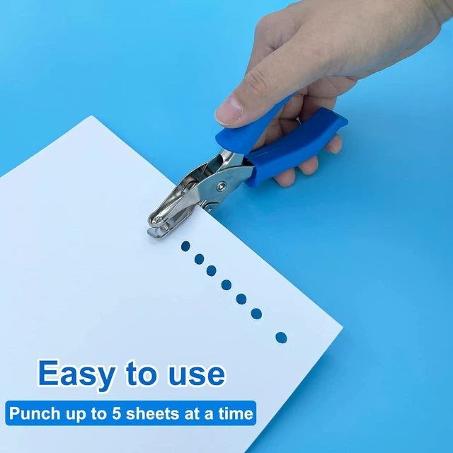 Alt view image 2 of 6 - Single Hole Punch 1/4" Paper Hole Puncher with Blue Soft Grip Handle for Crafts, Home, Office, Classroom