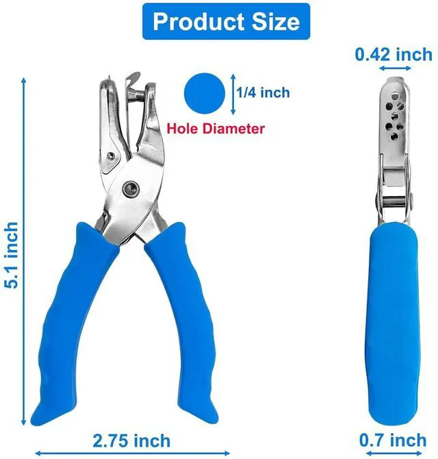 Alt view image 3 of 6 - Single Hole Punch 1/4" Paper Hole Puncher with Blue Soft Grip Handle for Crafts, Home, Office, Classroom