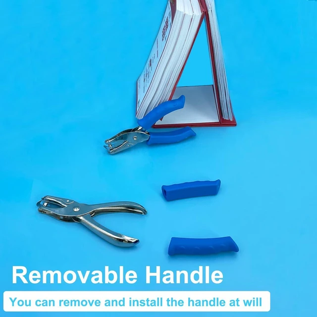 Alt view image 5 of 6 - Single Hole Punch 1/4" Paper Hole Puncher with Blue Soft Grip Handle for Crafts, Home, Office, Classroom
