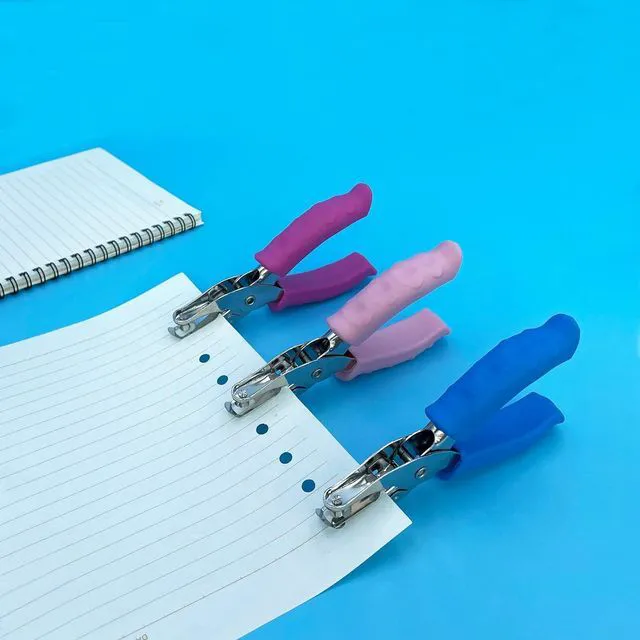 Alt view image 4 of 6 - Single Hole Punch 1/4" Paper Hole Puncher with Blue Soft Grip Handle for Crafts, Home, Office, Classroom