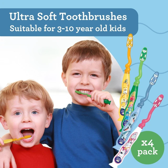 Alt view image 2 of 6 - GuruNanda Kids Toothbrush with Suction Cup and Tongue Cleaner, Age 3+, 4 Count